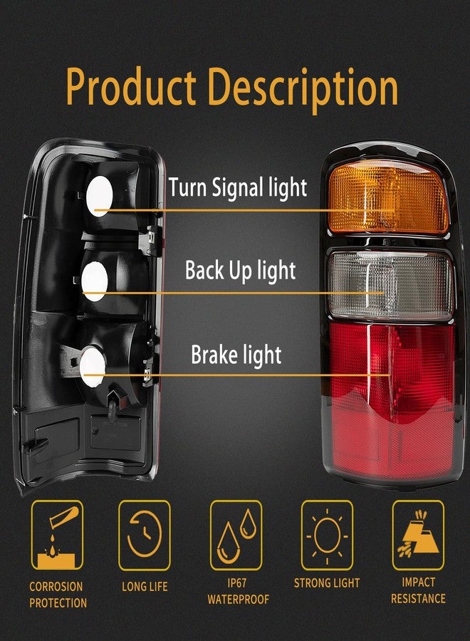 MiKaFex Tail Light Housing Compatible With 2000-2006 Chevy Tahoe Suburban 1500 2500 GMC Yukon Driver and Passenger Side Three-color Black Border Rear Brake Lamps Rear Brake Lamps - Image 2